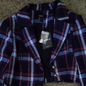 Long sleeve Cropped Plaid Blazer